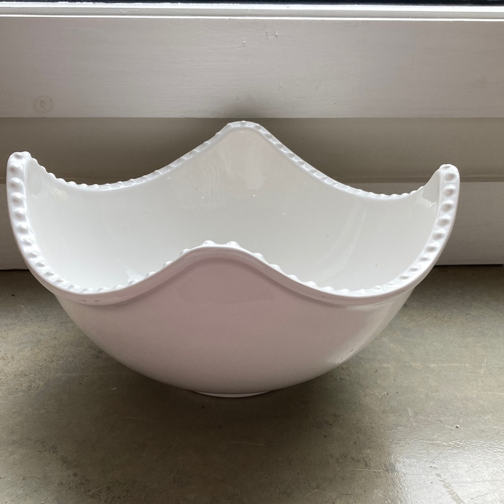 Portugal cerise ceramic beaded serving Bowl HUGE great for a crowd.